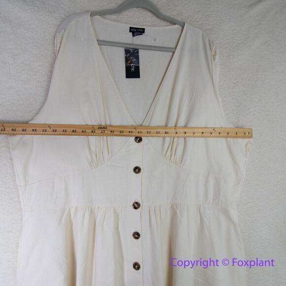 New! City Chic Sunset Stroll Linen Dress ivory, women plus size 24, linen cotton - Picture 9 of 16